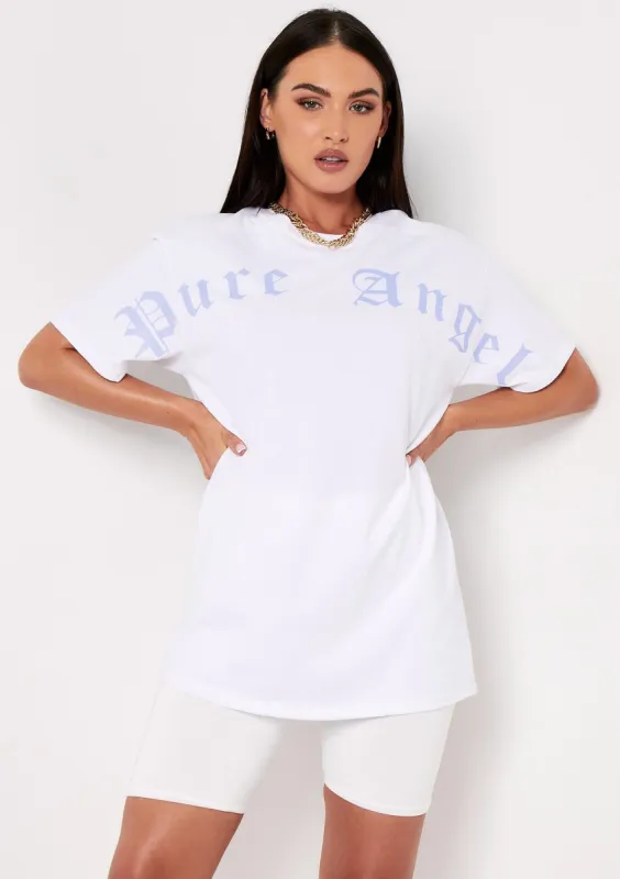 Rina White Pure Angel Oversized T-shirt sold by Missy Empire