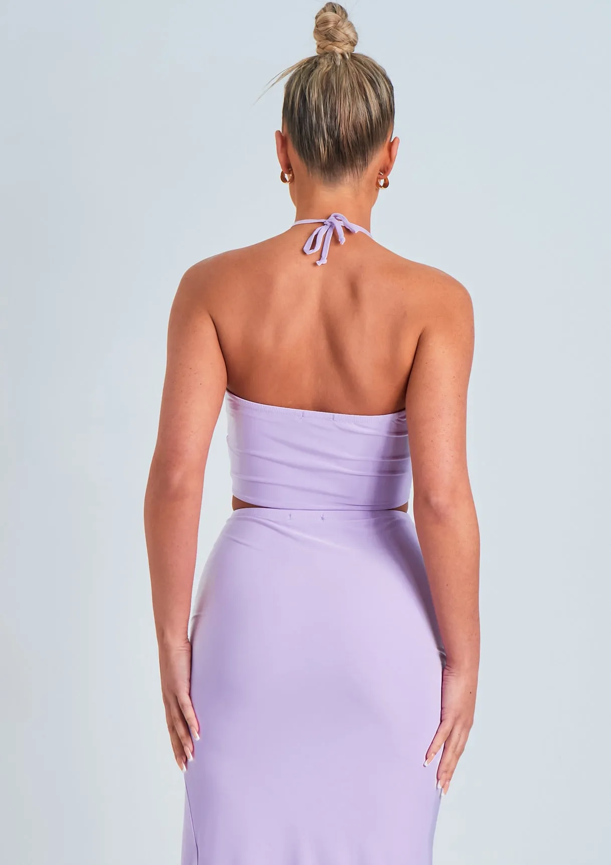 Naliyah Lilac Keyhole Cut Out Halter Neck Slinky Top sold by Missy Empire product image thumbnail 3