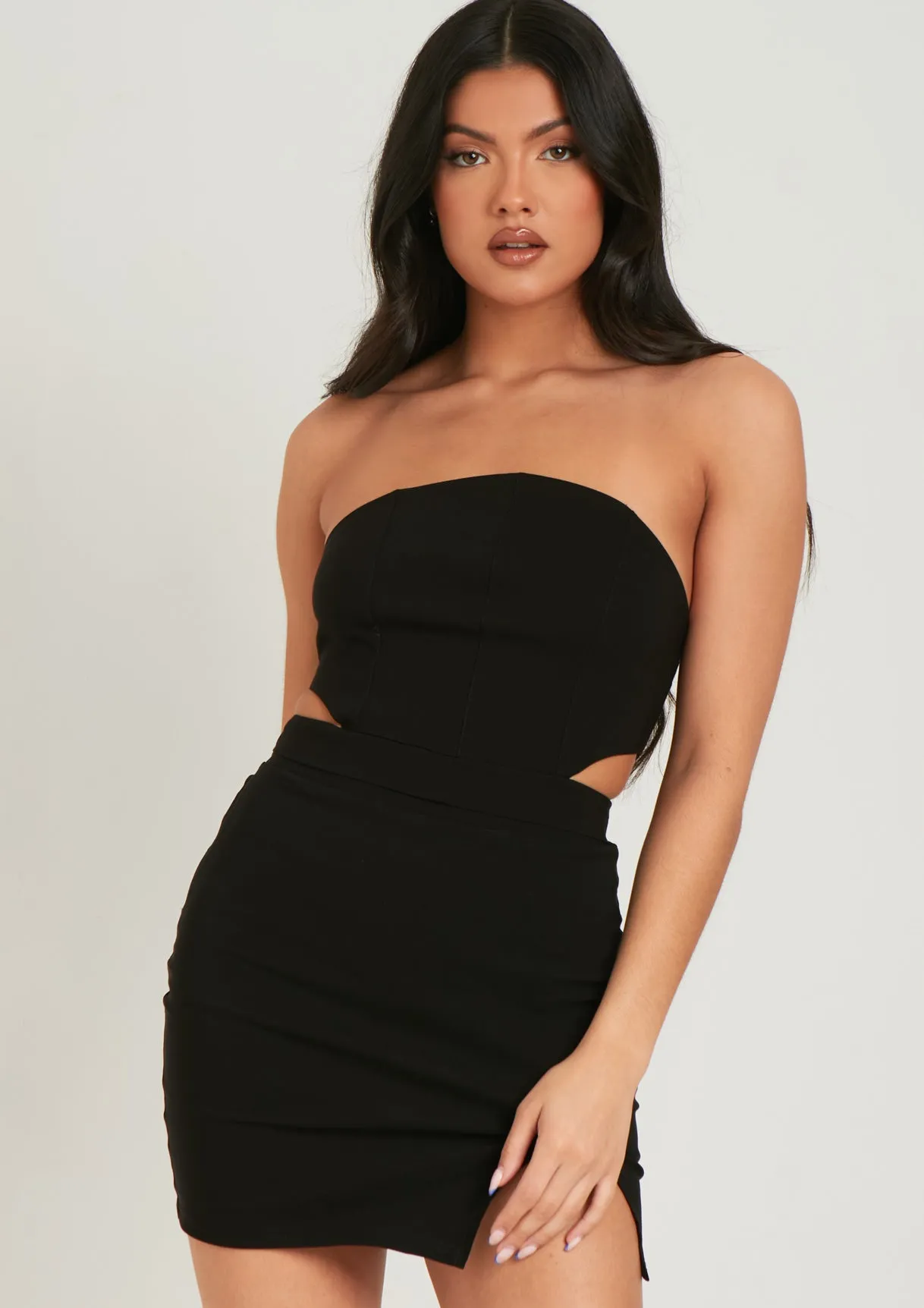 Paisley Black Bandeau Tie Back Woven Corset Top sold by Missy Empire