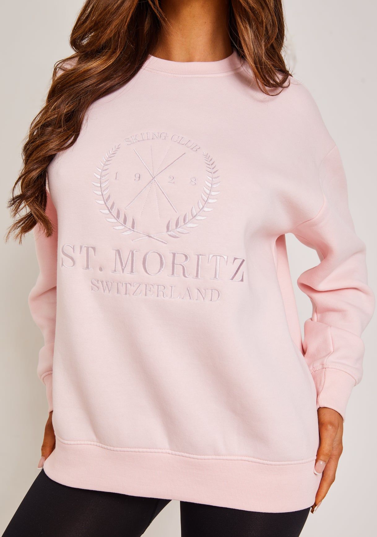 Maisy Baby Pink St Moritz Embroidered Graphic Sweatshirt sold by Missy Empire product image thumbnail 2
