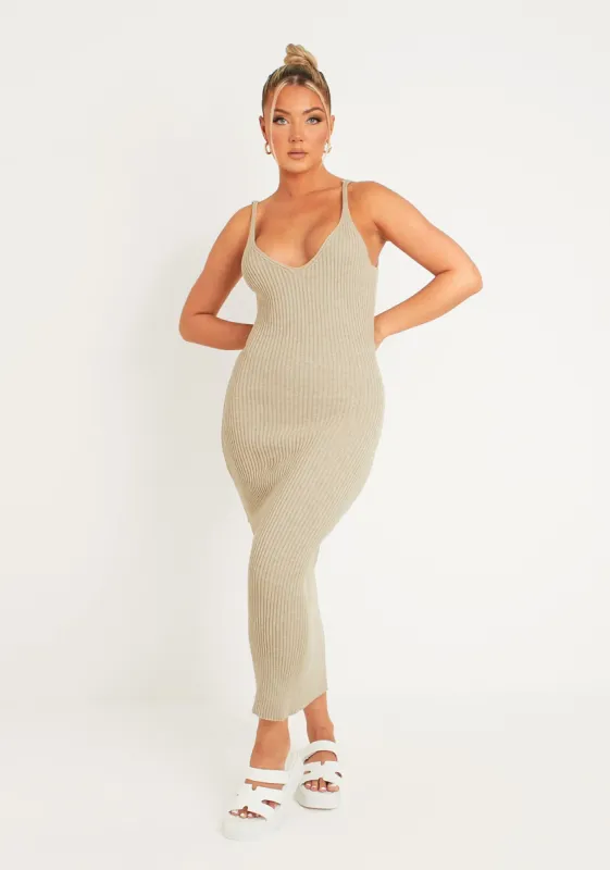 Luella Stone Rib Knit Midi Dress sold by Missy Empire