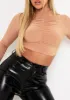 Siana Camel Ruched Front Long Sleeve Crop Top sold by Missy Empire