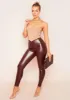 Chloe Chocolate Croc Print High Waisted Vegan Leather Leggings sold by Missy Empire