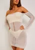 Jordyn Cream Ladder Knit Off The Shoulder Mini Dress sold by Missy Empire