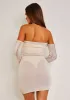Jordyn Cream Ladder Knit Off The Shoulder Mini Dress sold by Missy Empire