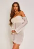 Jordyn Cream Ladder Knit Off The Shoulder Mini Dress sold by Missy Empire