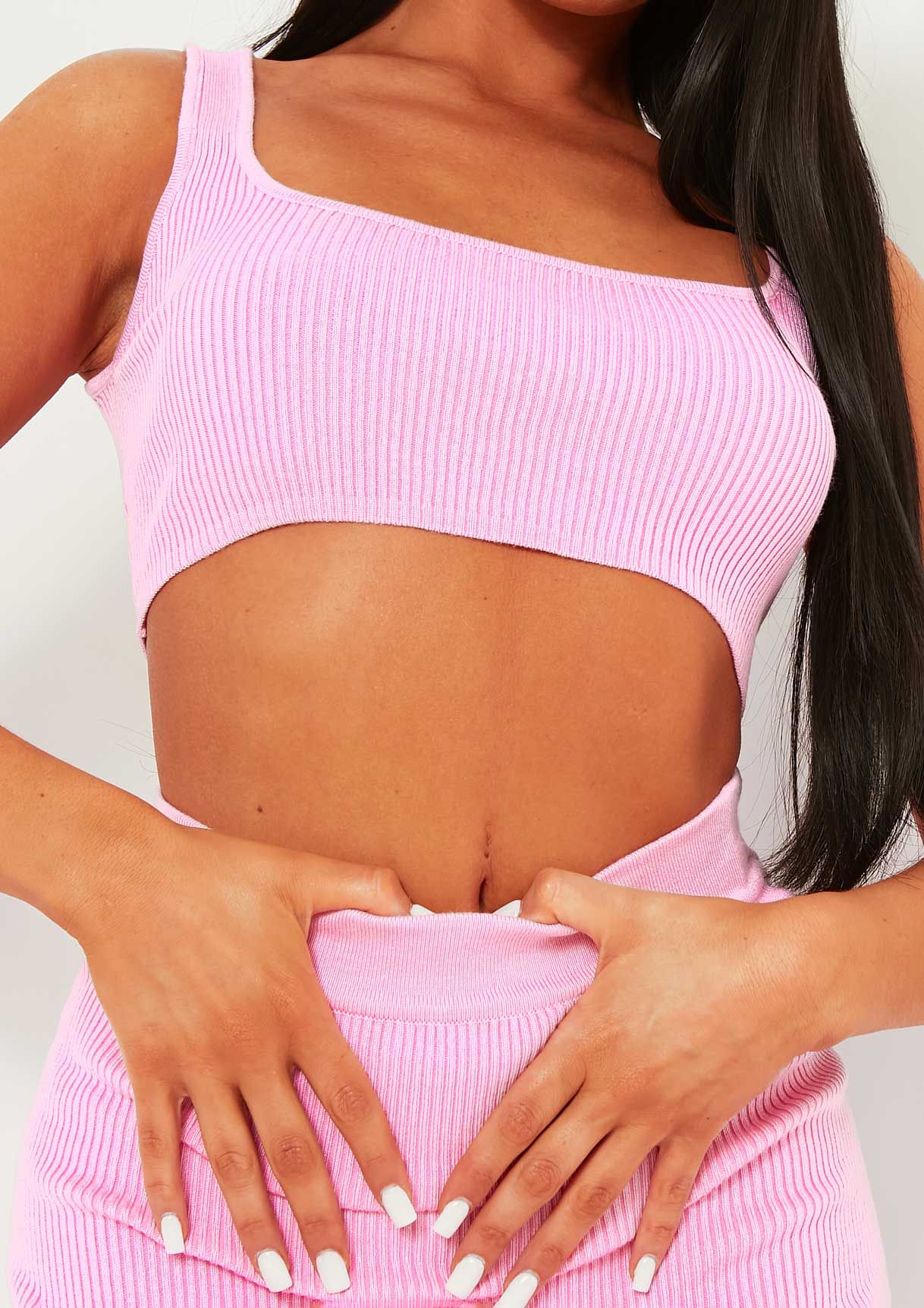 Robyn Pink Rib Knit Bralet And Midaxi Skirt Co-Ord sold by Missy Empire product image thumbnail 2