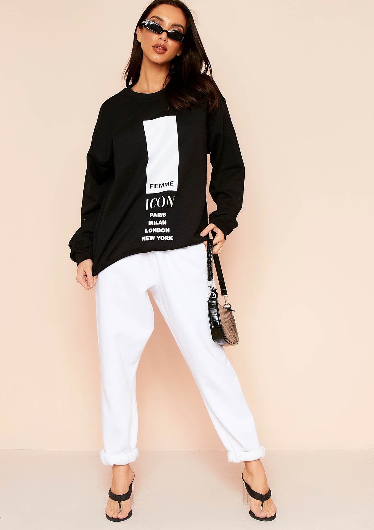 Austyn Black Slogan Femme Icon Oversized Sweatshirt sold by Missy Empire product image thumbnail 4