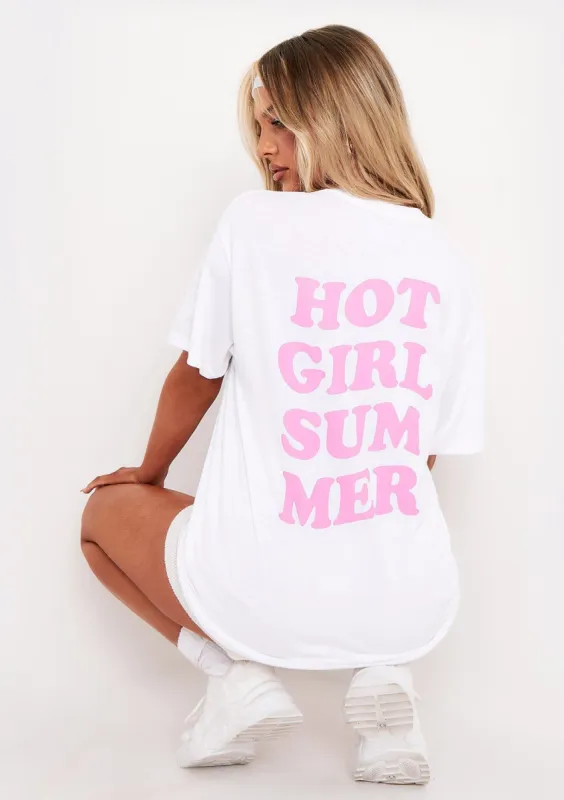 Lydia Pink Hot Girl Summer Slogan Oversized T-Shirt sold by Missy Empire