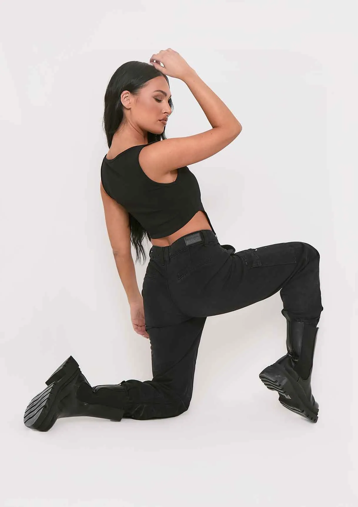 Chaka Black D Ring Corset Crop Top sold by Missy Empire product image thumbnail 5