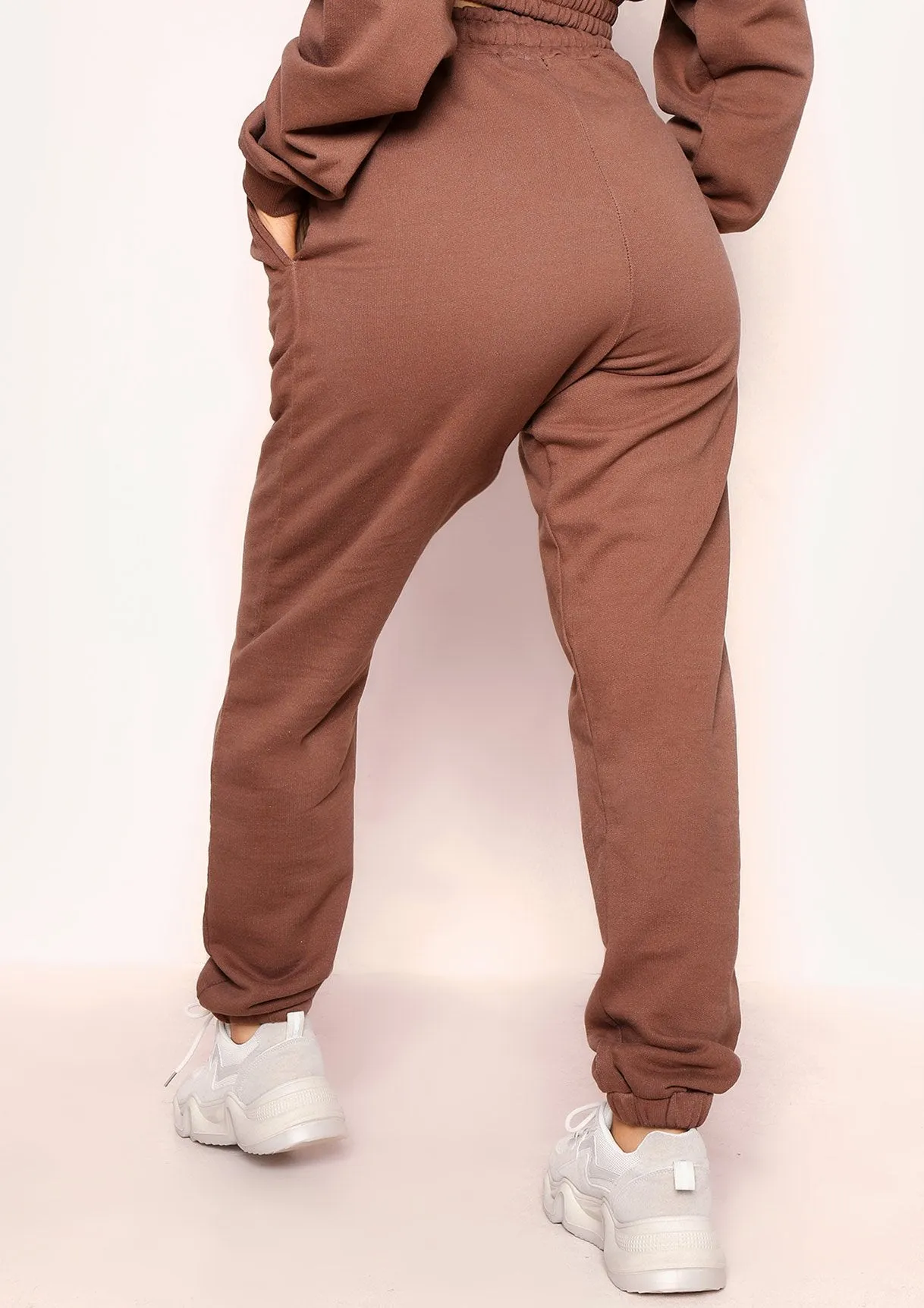 Angela Chocolate Elasticated Hem Drawstring Joggers sold by Missy Empire product image thumbnail 3