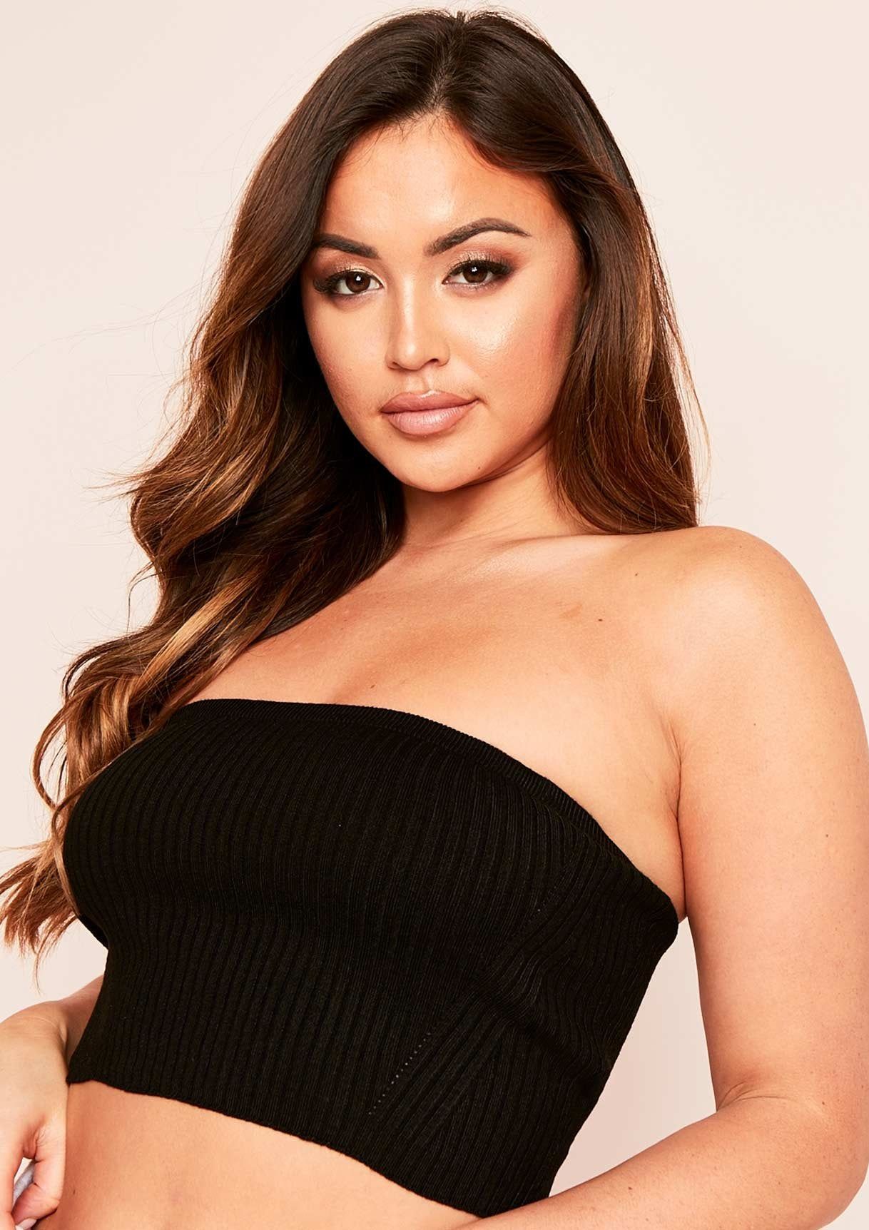 Hailee Black Ribbed Bandeau Top sold by Missy Empire product image thumbnail 3