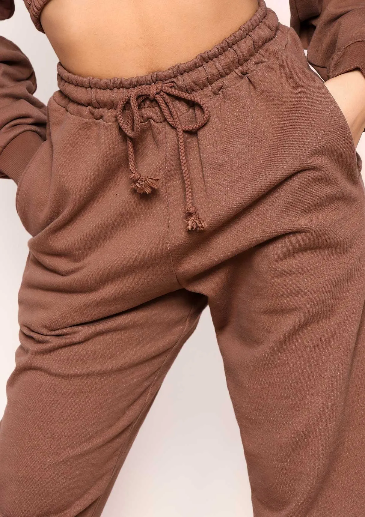 Angela Chocolate Elasticated Hem Drawstring Joggers sold by Missy Empire product image thumbnail 2