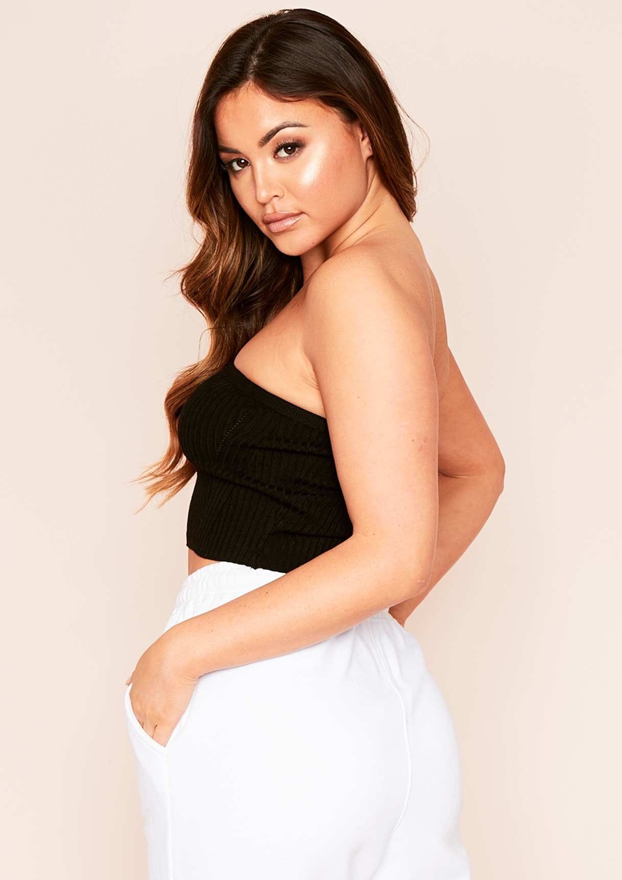 Hailee Black Ribbed Bandeau Top sold by Missy Empire product image thumbnail 2