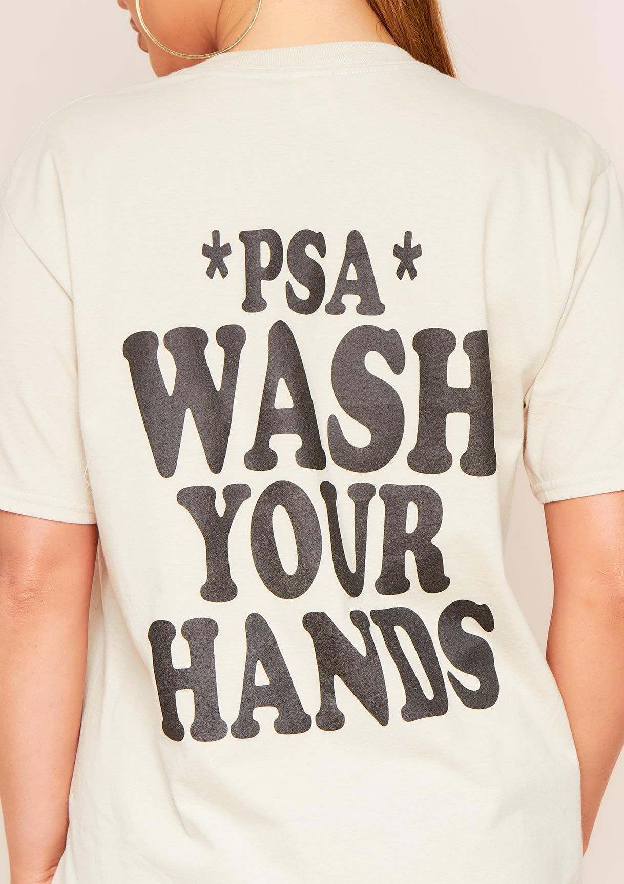 Shannah Sand Wash Your Hands Slogan Oversized T-Shirt sold by Missy Empire product image thumbnail 3