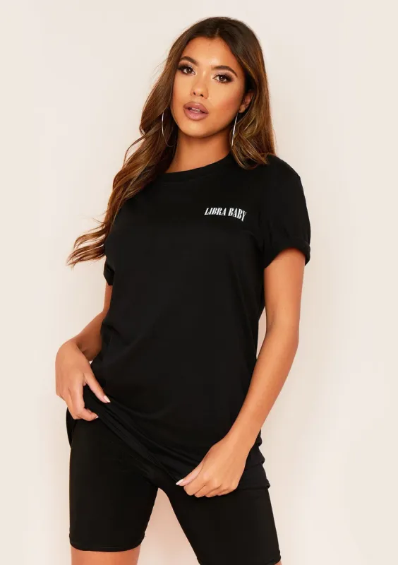 Anah Black Libra Baby Slogan Horoscope T-Shirt sold by Missy Empire