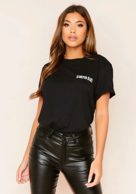 Anah Black Scorpio Baby Slogan Horoscope T-Shirt sold by Missy Empire
