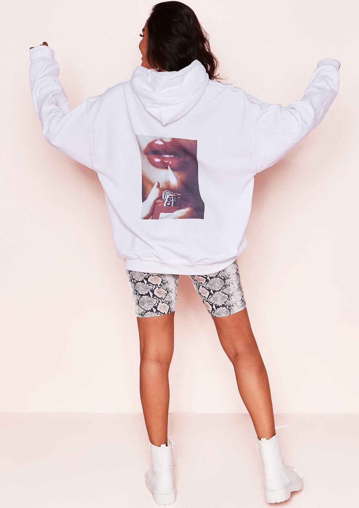 Gracie White Oversized Graphic Hoodie sold by Missy Empire
