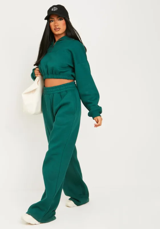 Millie Green Seam Front Wide Leg Jogger sold by Missy Empire