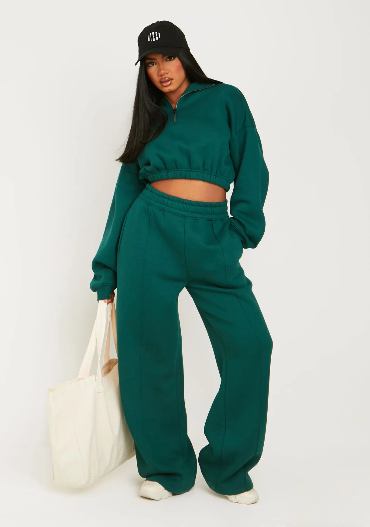 Millie Green Seam Front Wide Leg Jogger sold by Missy Empire product image thumbnail 4