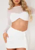 Jada White Mesh Sleeve Slinky Top sold by Missy Empire
