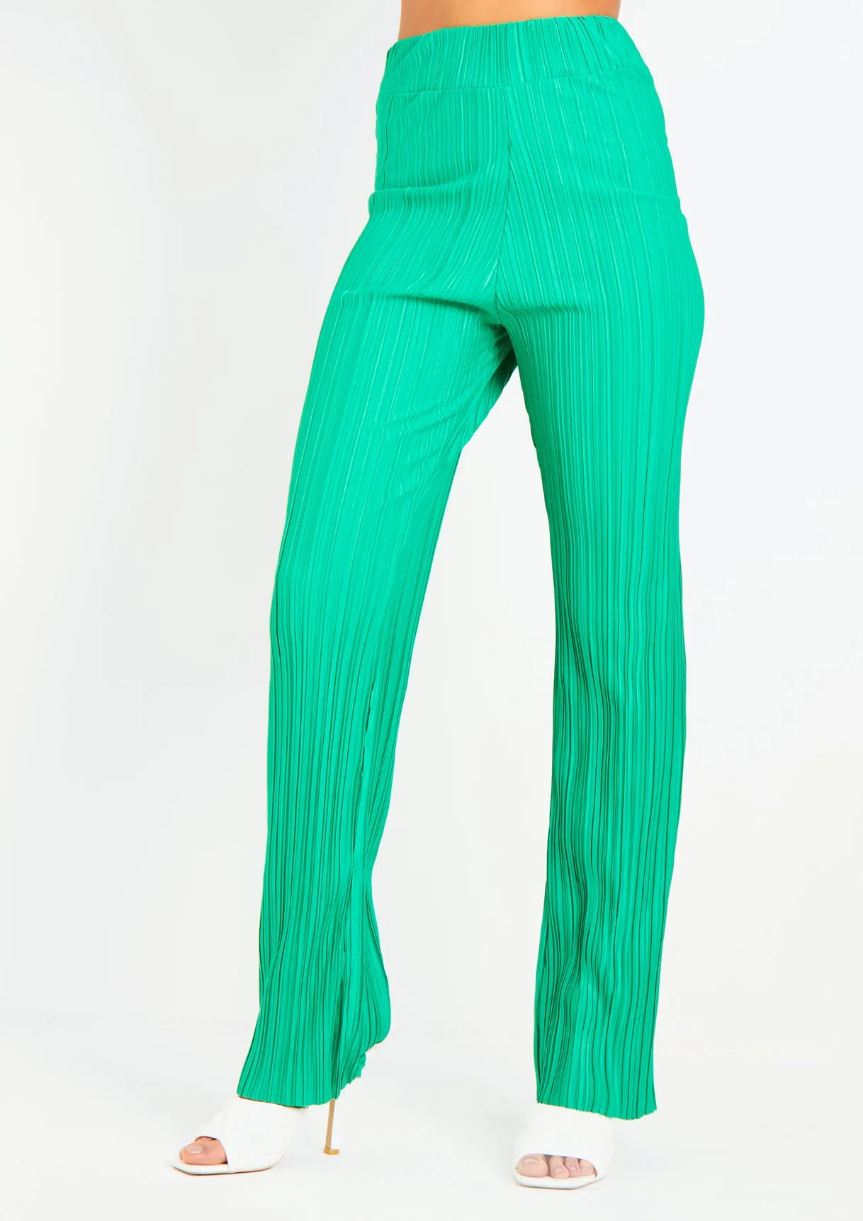 Mia Green Plisse High Waisted Trouser sold by Missy Empire product image thumbnail 2