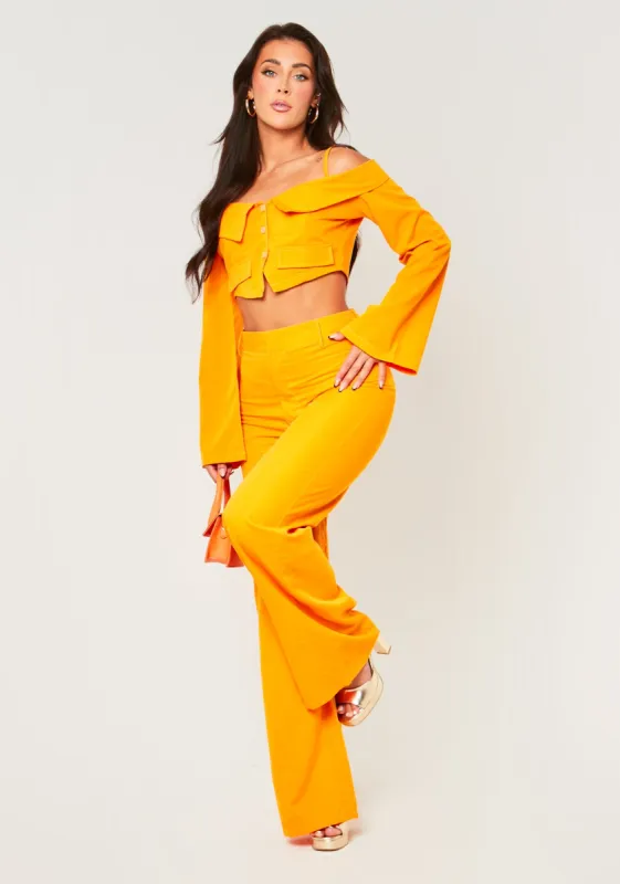 Evangelina Orange Fit And Flare Trousers sold by Missy Empire
