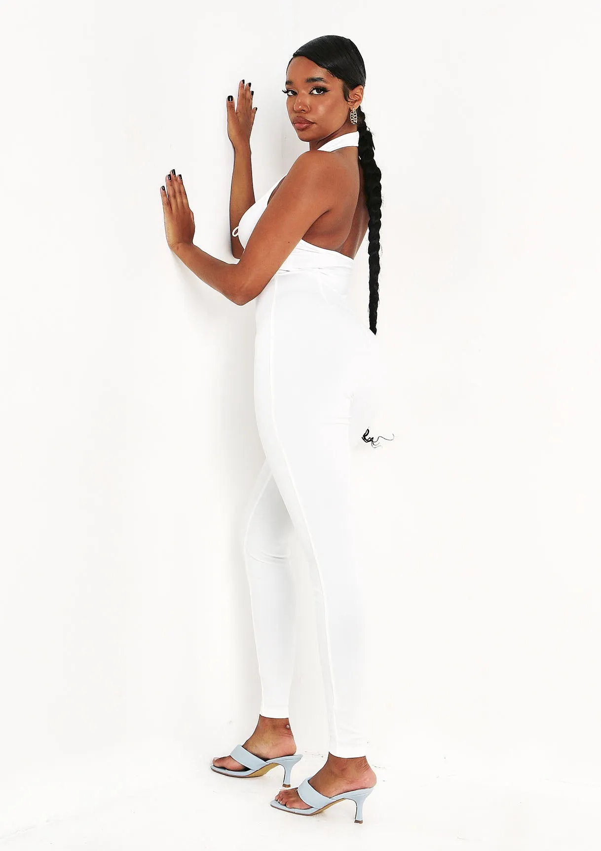Kassie Ivory Halterneck Lace Up Jumpsuit sold by Missy Empire product image thumbnail 3