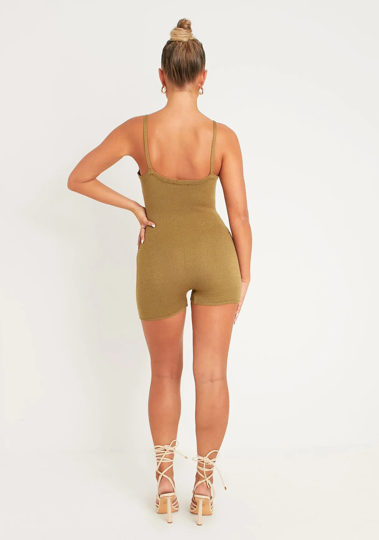 Eliana Olive Thick Knitted Unitard sold by Missy Empire product image thumbnail 3