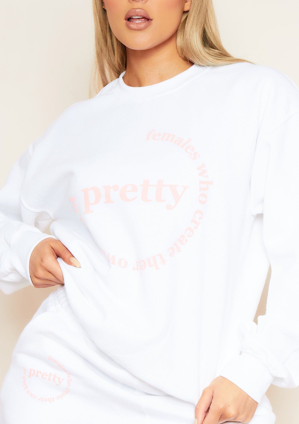 Harper White Pretty Slogan Oversized Sweatshirt sold by Missy Empire product image thumbnail 3