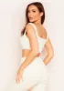 Sierra Cream Fluffy Thick Knit Square Neck Crop Top sold by Missy Empire