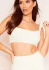 Sierra Cream Fluffy Thick Knit Square Neck Crop Top sold by Missy Empire