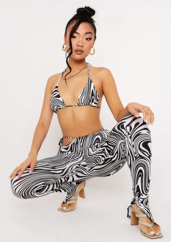Shauna Black Zebra Print Halterneck Strap Triangle Bralet made by Missy Empire