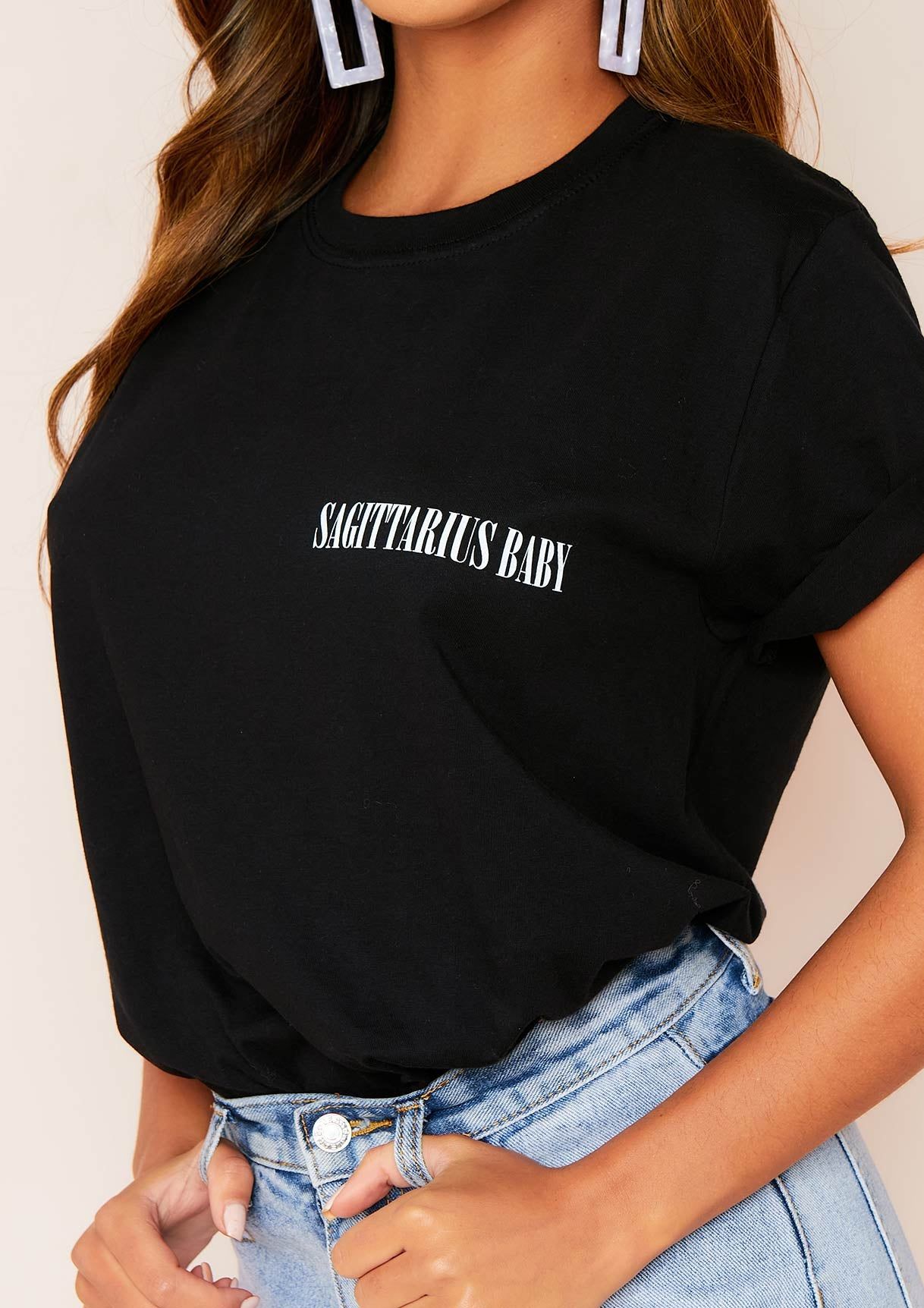 Anah Black Sagittarius Baby Slogan Horoscope T-Shirt sold by Missy Empire product image thumbnail 3