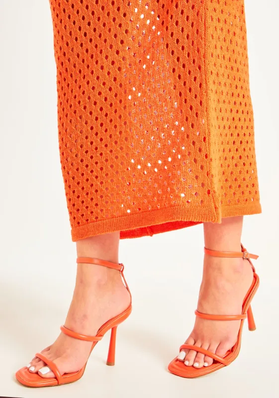 Justine Orange Square Toe Strappy Heels sold by Missy Empire