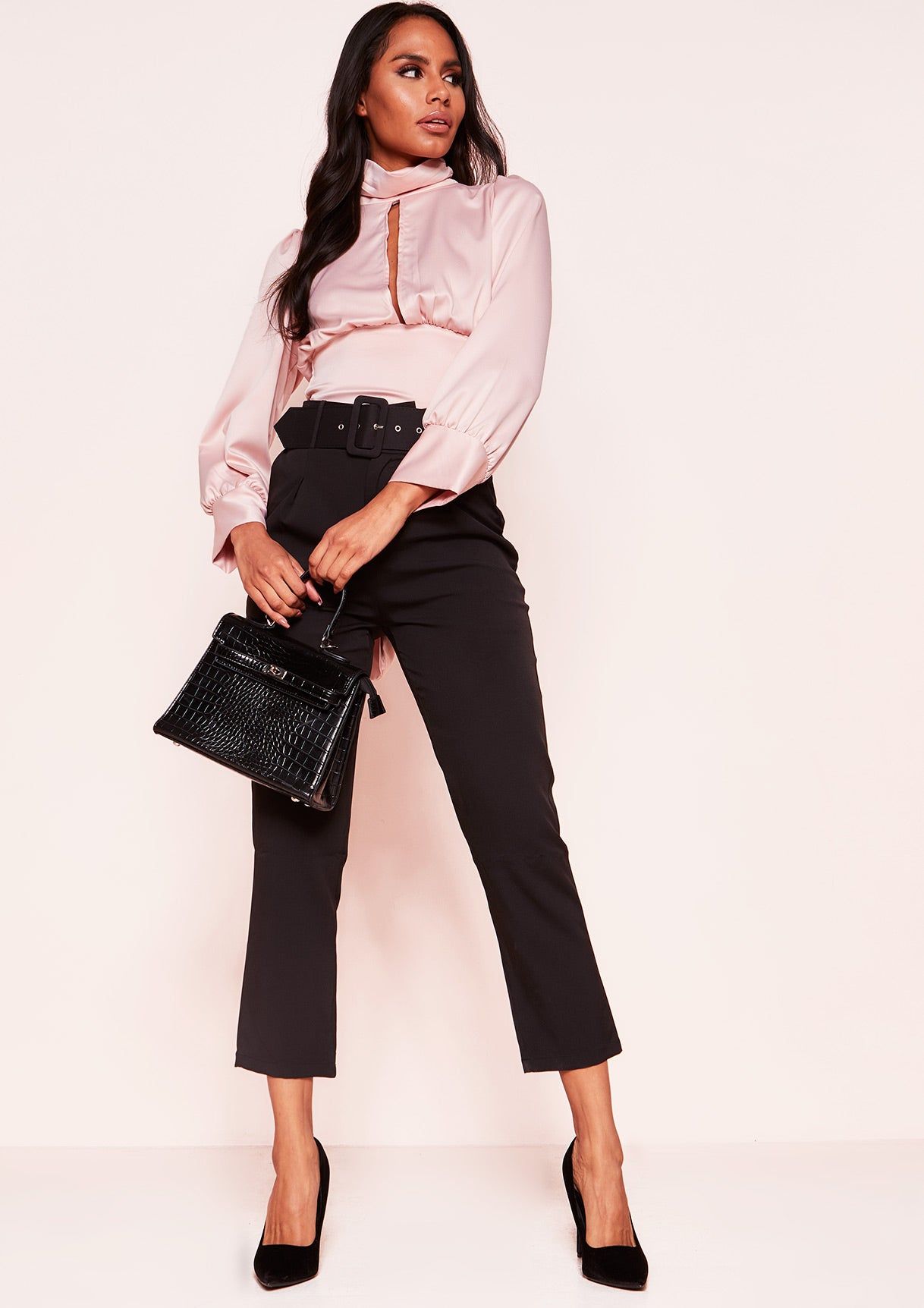 Linda Pink Satin Cut Out Tie Back Top sold by Missy Empire product image thumbnail 5