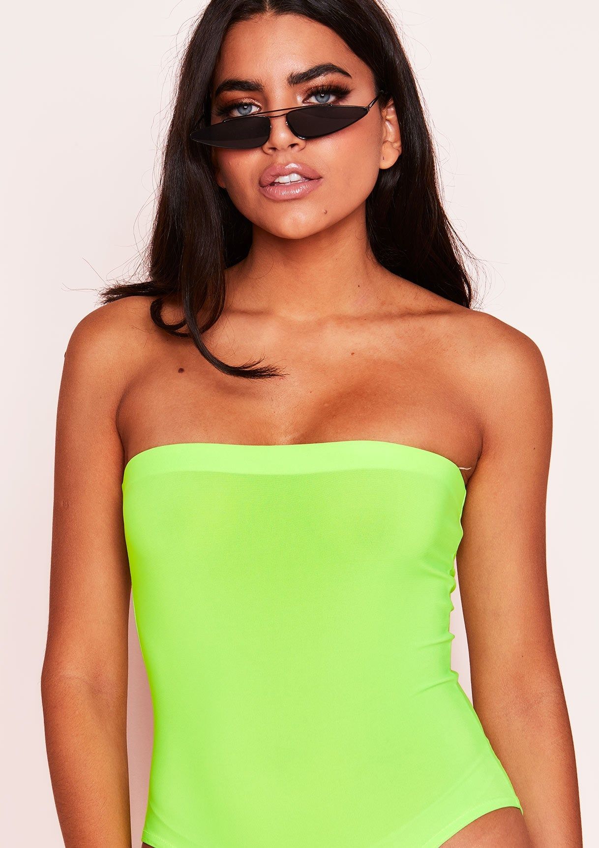 Daisy Neon Green Bandeau Jersey Bodysuit sold by Missy Empire product image thumbnail 4