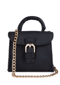 Harnie Black Buckle Front Mini Bag sold by Missy Empire