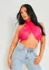 Dayna Pink Wrap Around Halterneck Scarf Top sold by Missy Empire