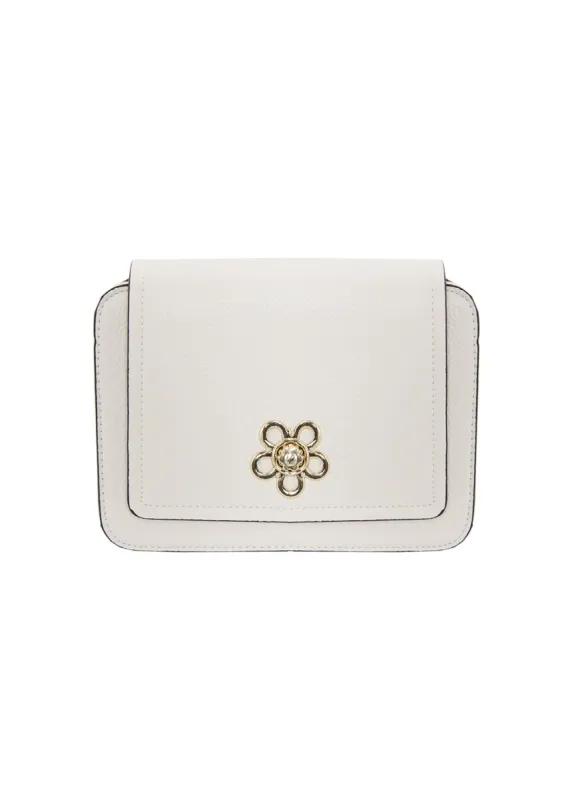 Mia White Flower Stud Shoulder Bag sold by Missy Empire