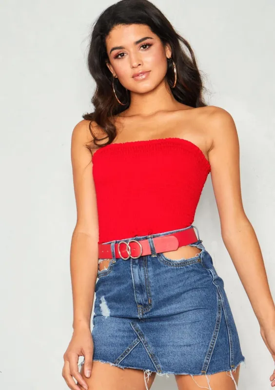 Abi Denim Frayed Skirt sold by Missy Empire