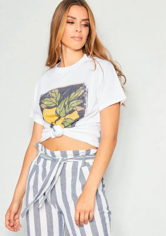 Alexa White Lemon Graphic T-Shirt sold by Missy Empire