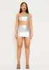 Imani Silver Metallic Micro Mini Skirt sold by Missy Empire