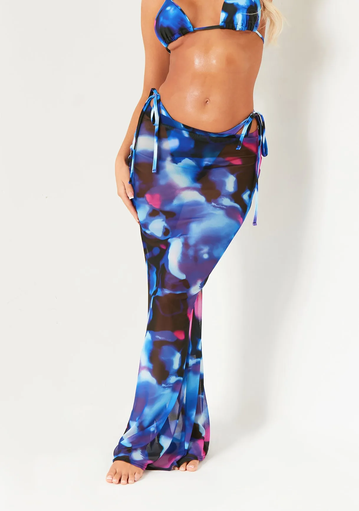 Kayla Blue Multi Colour Printed Maxi Skirt sold by Missy Empire product image thumbnail 2
