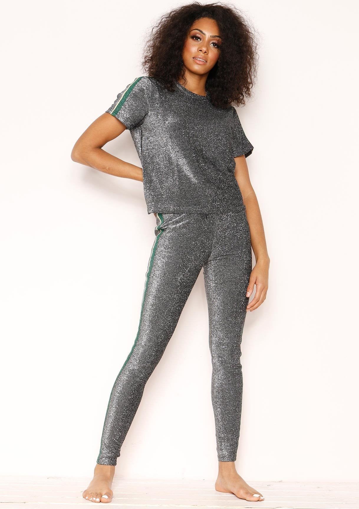 Tess Glitter Stripe T-Shirt sold by Missy Empire product image thumbnail 4