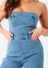 Zoey Light Blue Bandeau Denim Jumpsuit sold by Missy Empire
