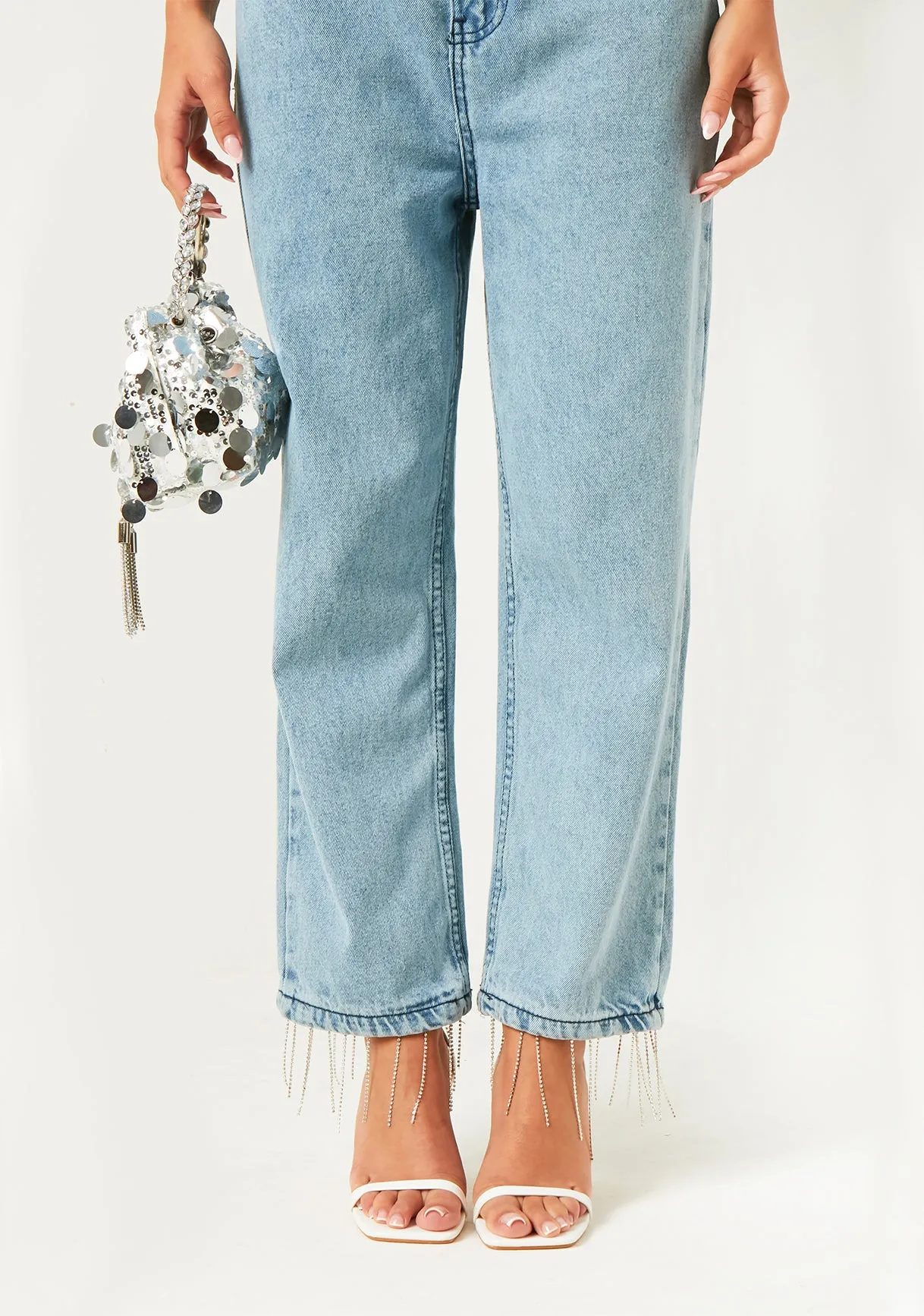 Holly Blue Diamante Trim Denim Jean sold by Missy Empire product image thumbnail 2