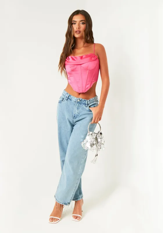 Holly Blue Diamante Trim Denim Jean sold by Missy Empire