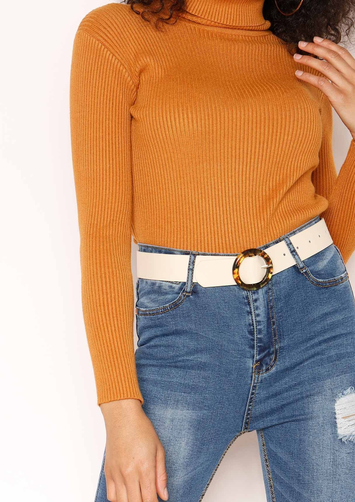 Tena Orange Knit Ribbed Roll Neck Jumper sold by Missy Empire product image thumbnail 3