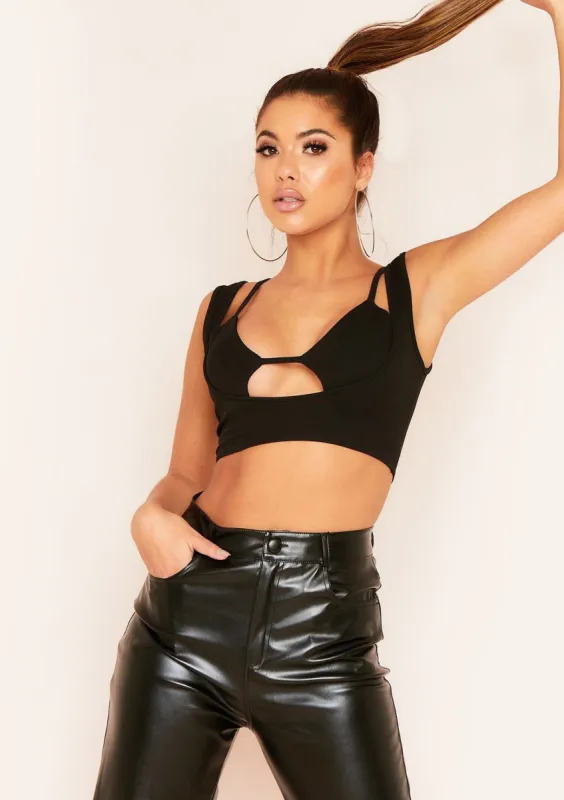 Bertunga Black Cut Out Strappy Crop Top sold by Missy Empire